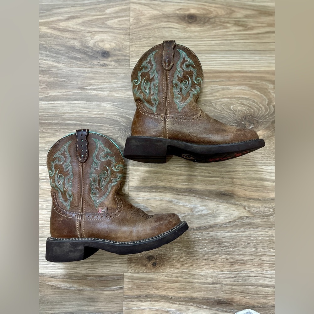 Justin Gypsy L9606 Women's Size 6.5 B Brown Teal Leather Cowboy Western Boots